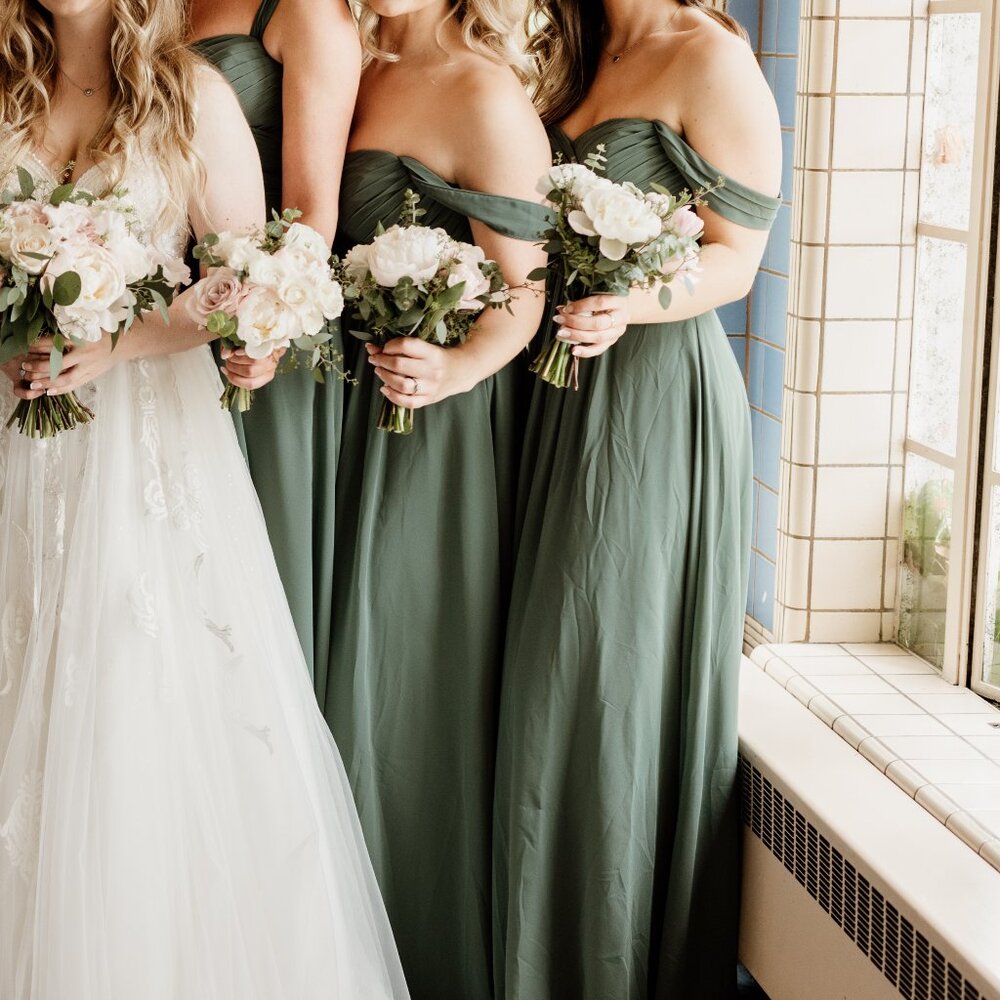 Azazie Corin Eucalyptus Bridesmaid Dress - Brand New - Picture 2 of 5